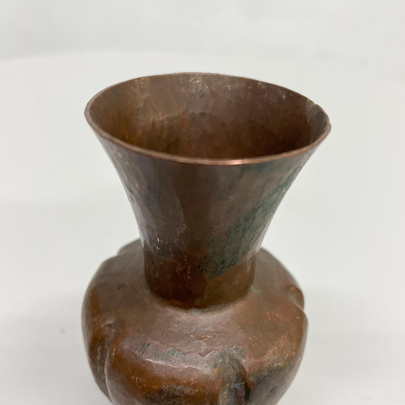 Mexican 1960s Petite Hammered Copper Vase Santa Clara del Cobre Michoacan Mexico