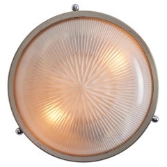 Lampada da parete o da soffitto in vetro pressato e ottone nichelato, Petite Sergio Mazza, anni '60
