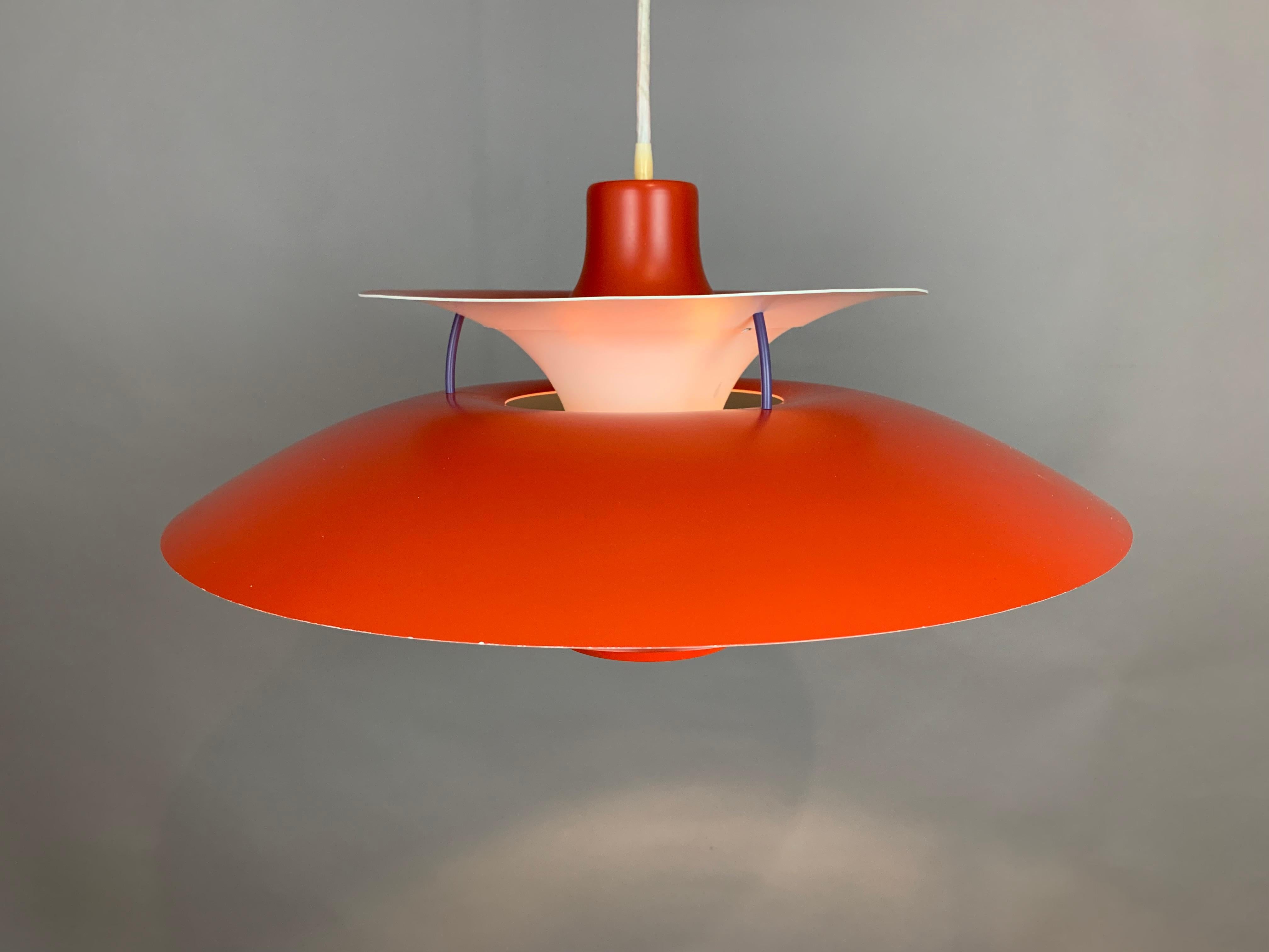 1960s Ph5 Poul Henningsen For Louis Poulsen Orange & White Hanging Pendant Light 10