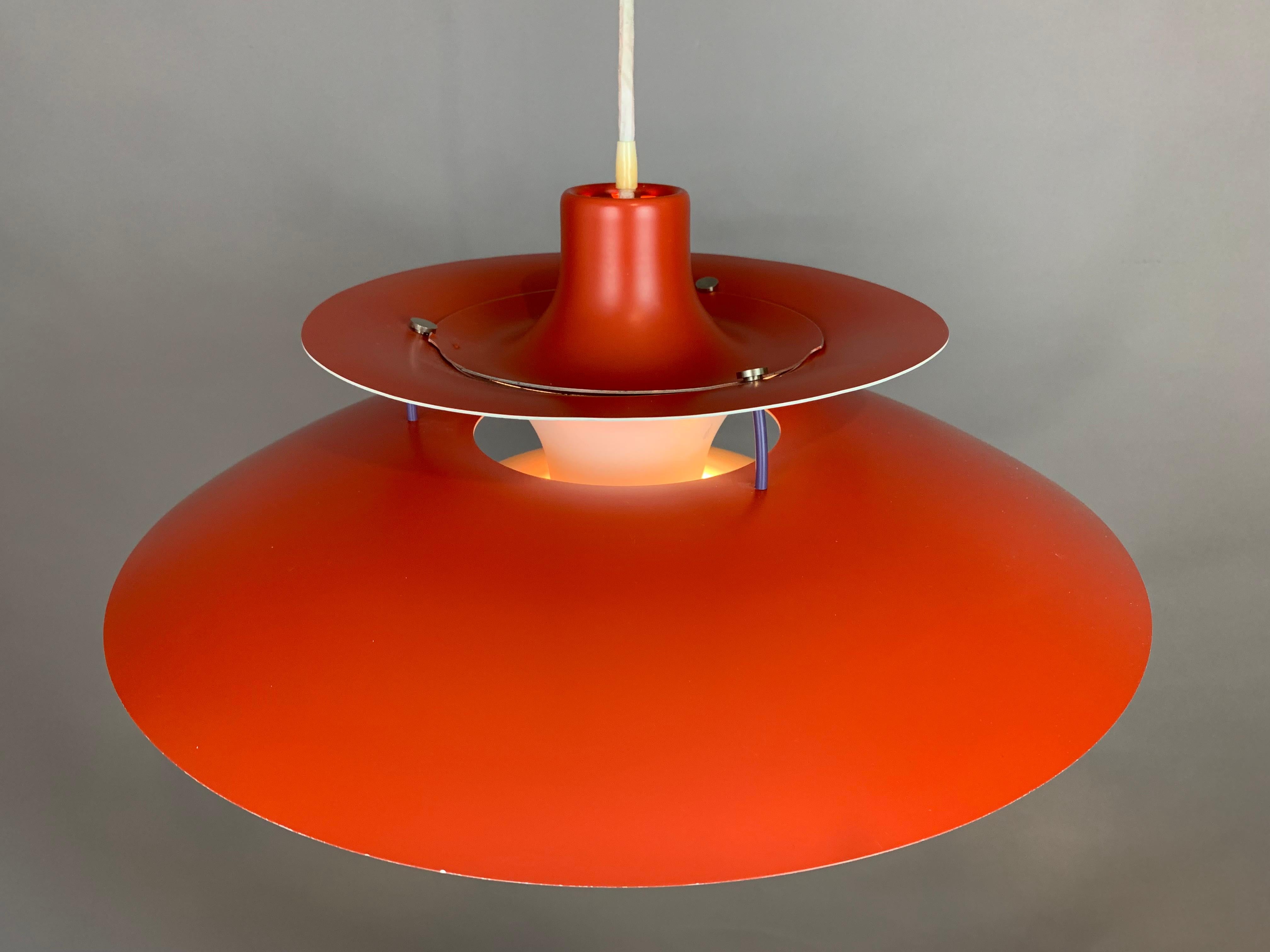 1960s Ph5 Poul Henningsen For Louis Poulsen Orange & White Hanging Pendant Light 11