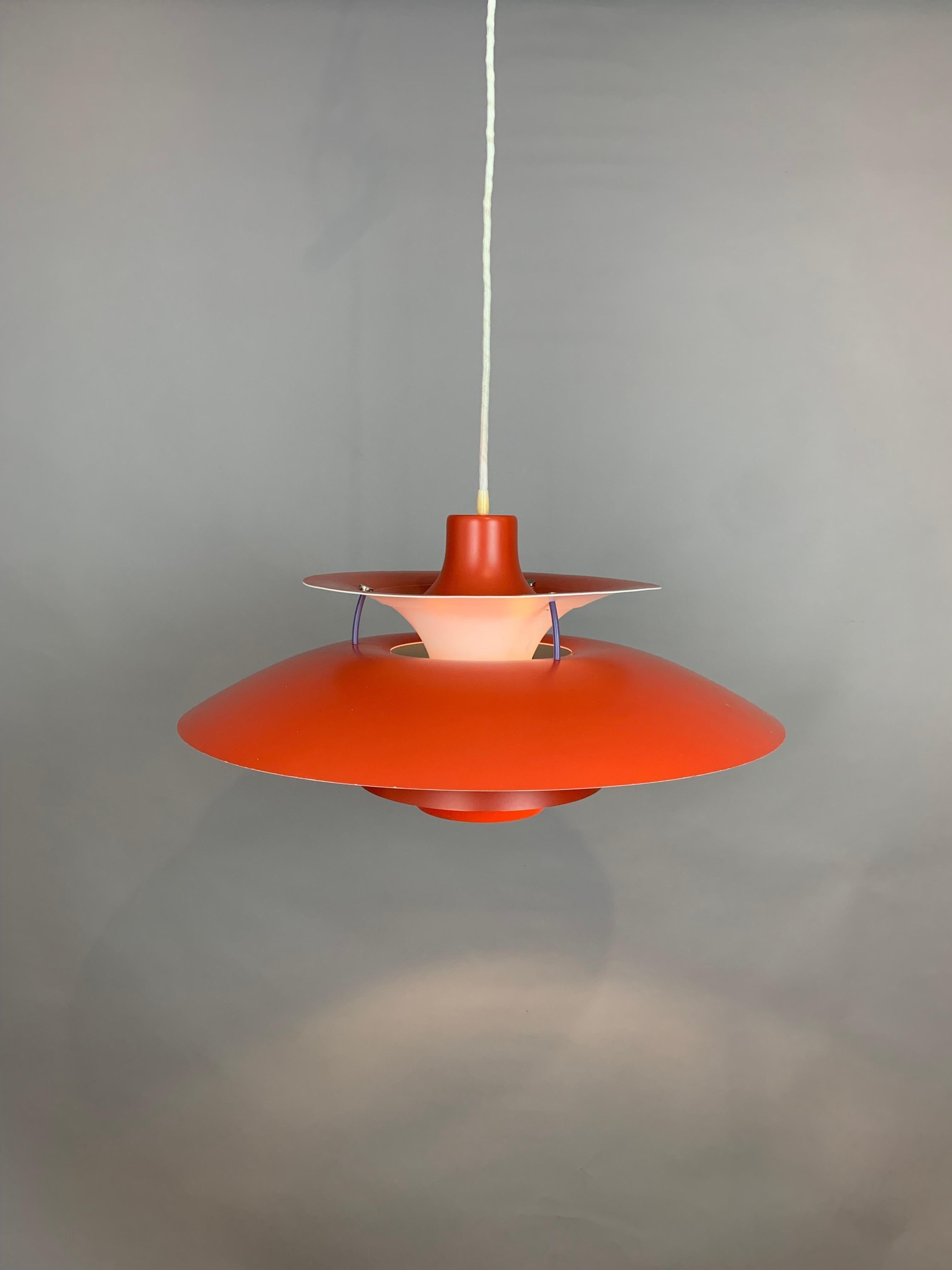 1960s Ph5 Poul Henningsen For Louis Poulsen Orange & White Hanging Pendant Light 12