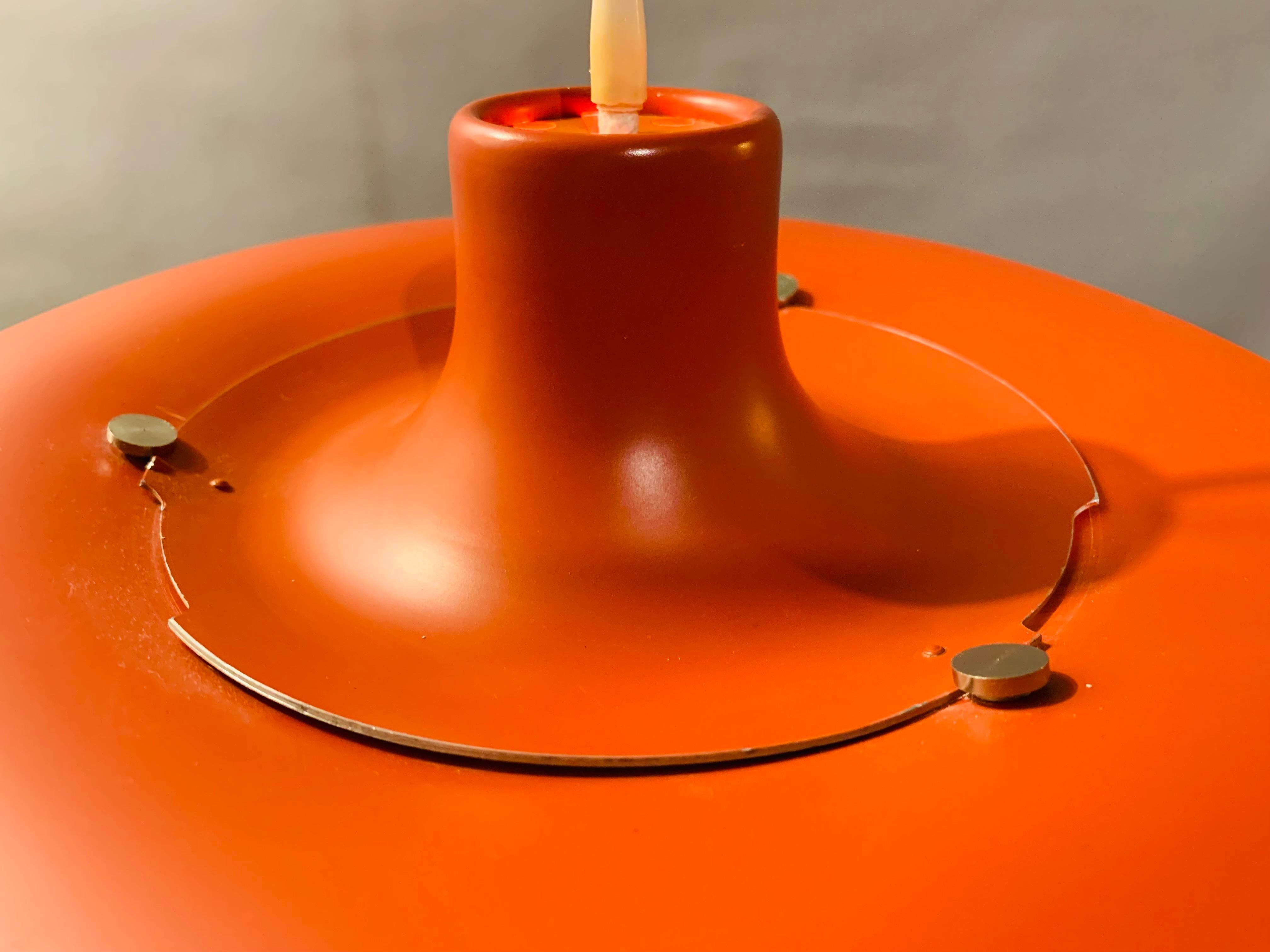 Metal 1960s Ph5 Poul Henningsen For Louis Poulsen Orange & White Hanging Pendant Light