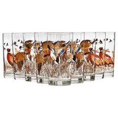 1960s Pheasant Glass Bar Tumblers, Set of 12