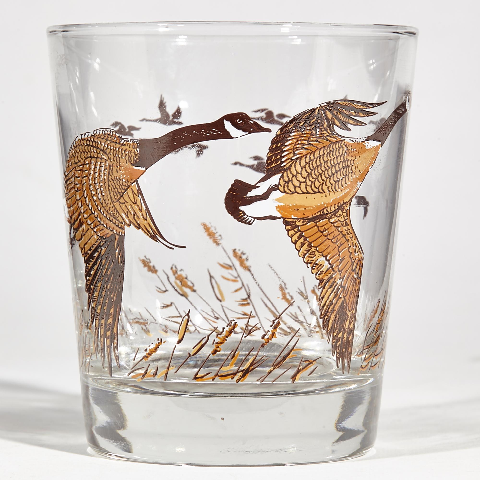 Mid-Century Modern 1960s Pheasant Glass Bar Tumblers, Set of 4 For Sale