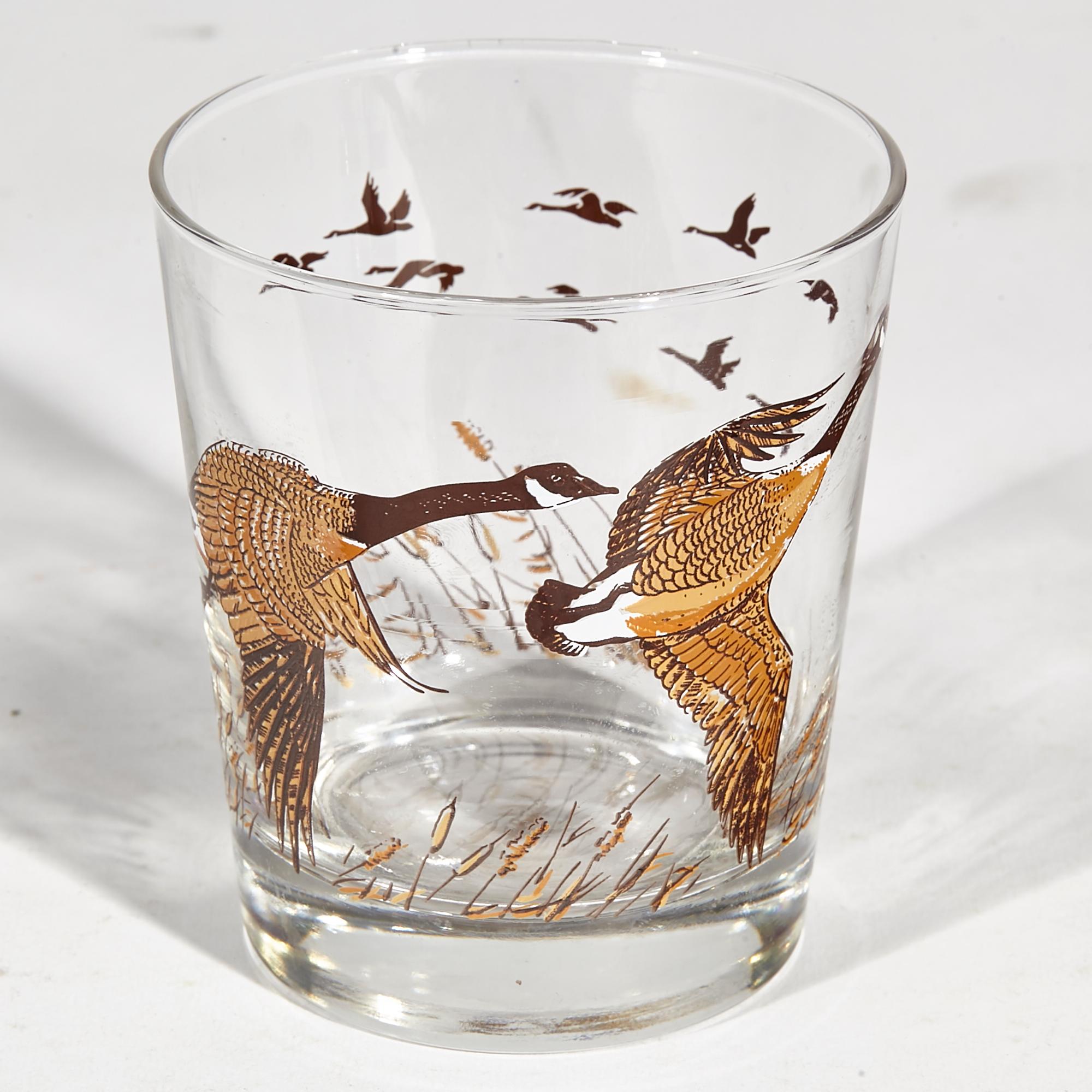 1960s Pheasant Glass Bar Tumblers, Set of 4 In Good Condition For Sale In Amherst, NH