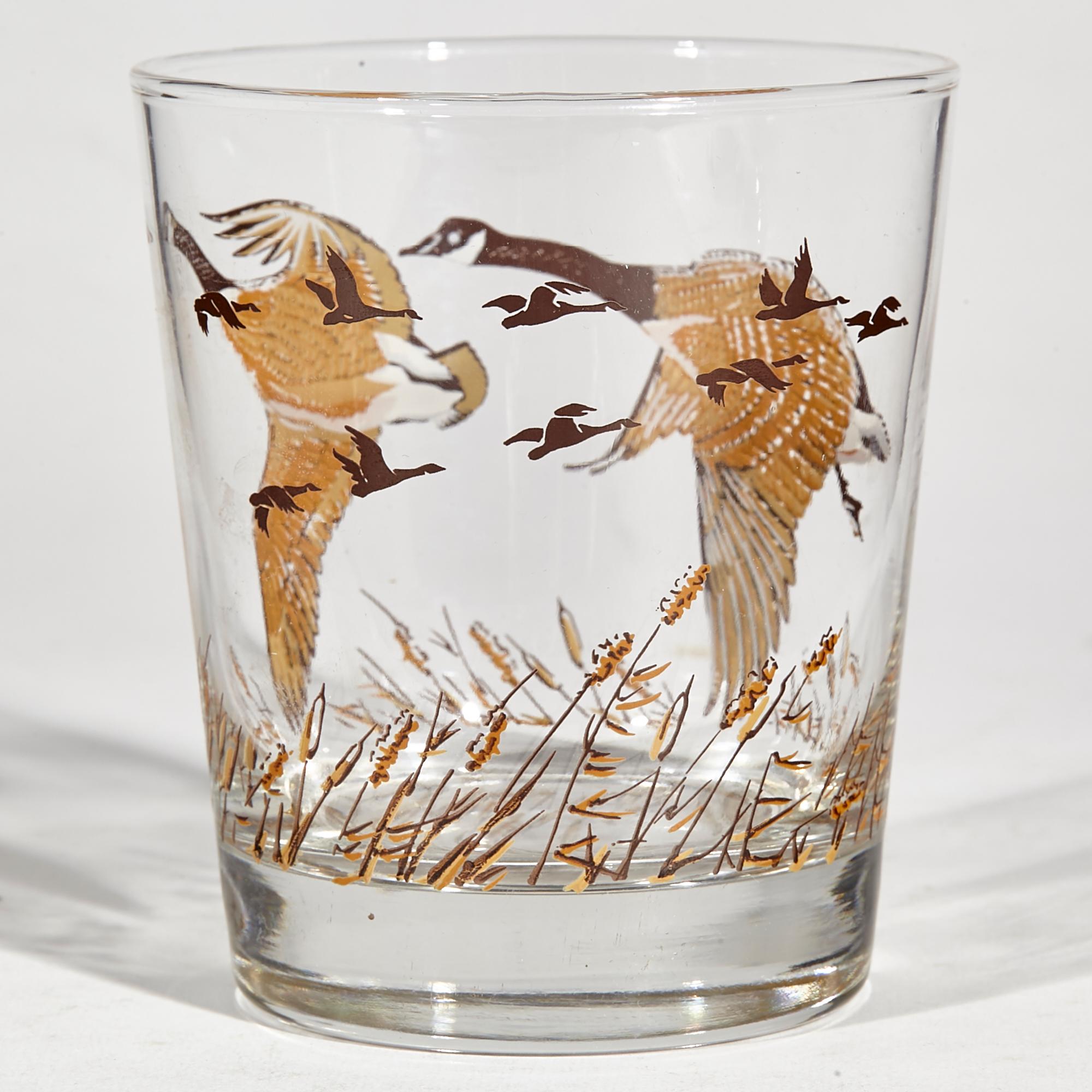 20th Century 1960s Pheasant Glass Bar Tumblers, Set of 4 For Sale