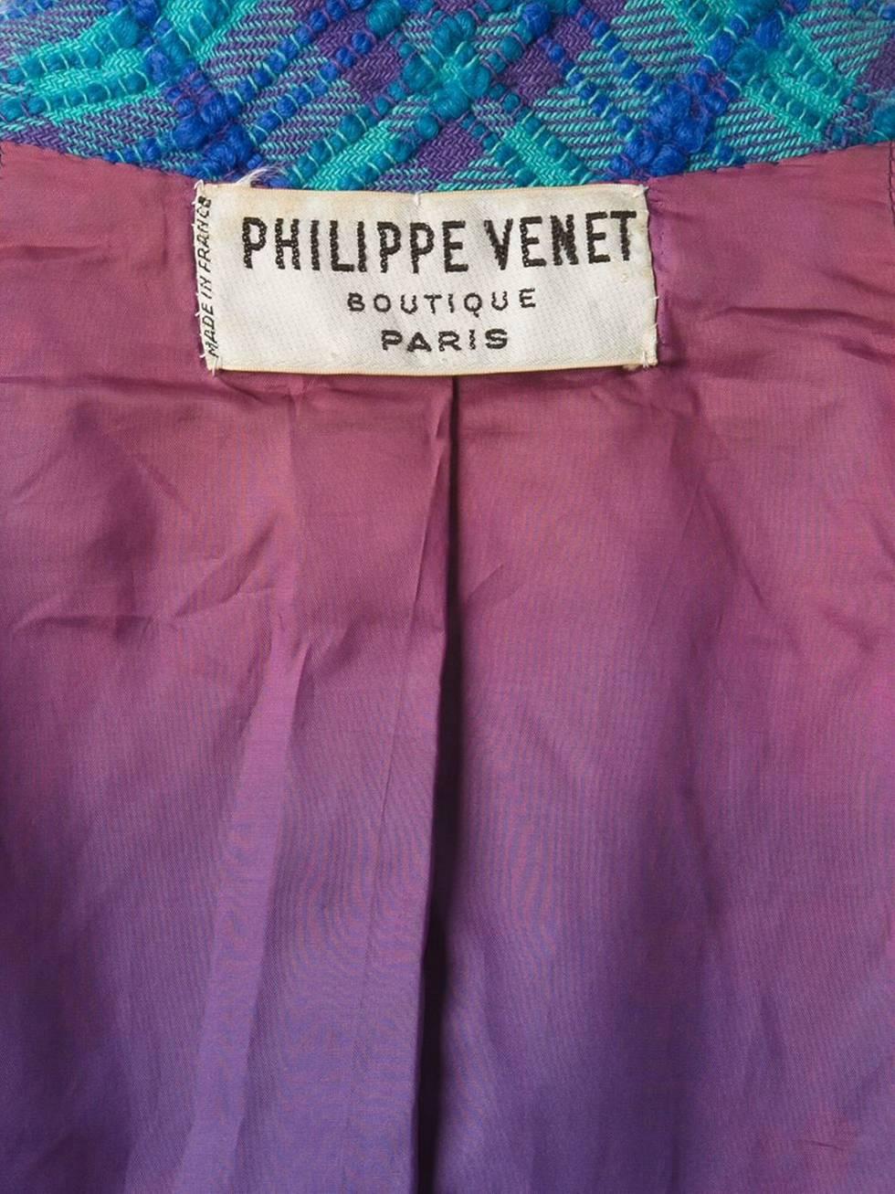 Philippe Venet - Veste en laine tissée bleue, années 1960 Bon état - En vente à Paris, FR