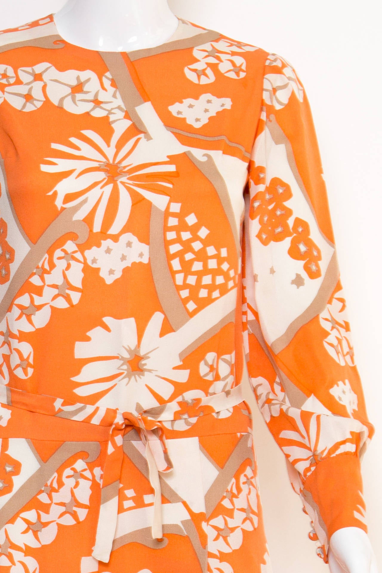 Orange Robe imprimée Philippe Venet des années 1960 en vente