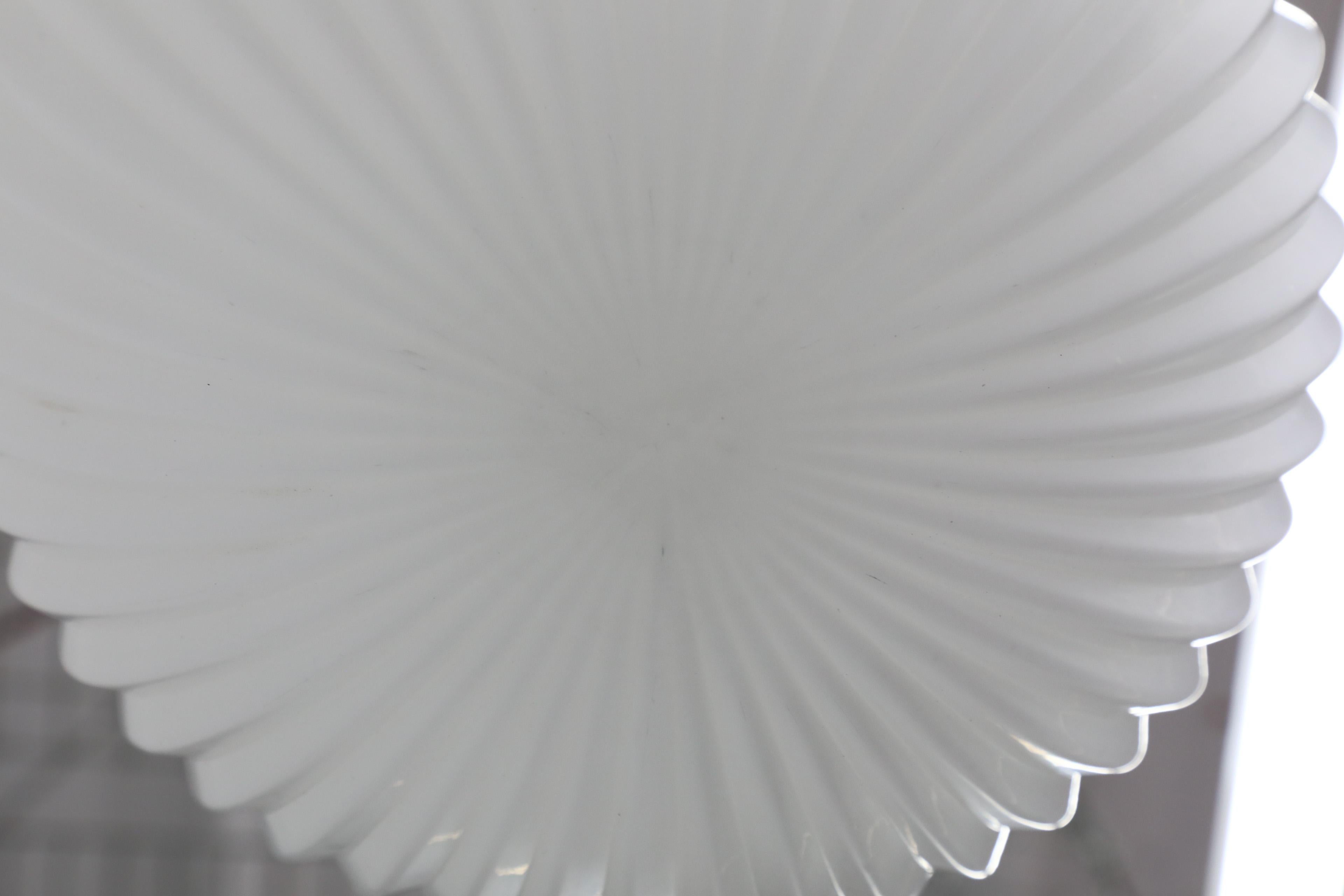 20th Century 1960s Philips Attributed Ribbed Milk Glass Globe Pendant Light