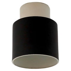 1960's Philips Black and White Enameled Barrel Flush Mount Lights