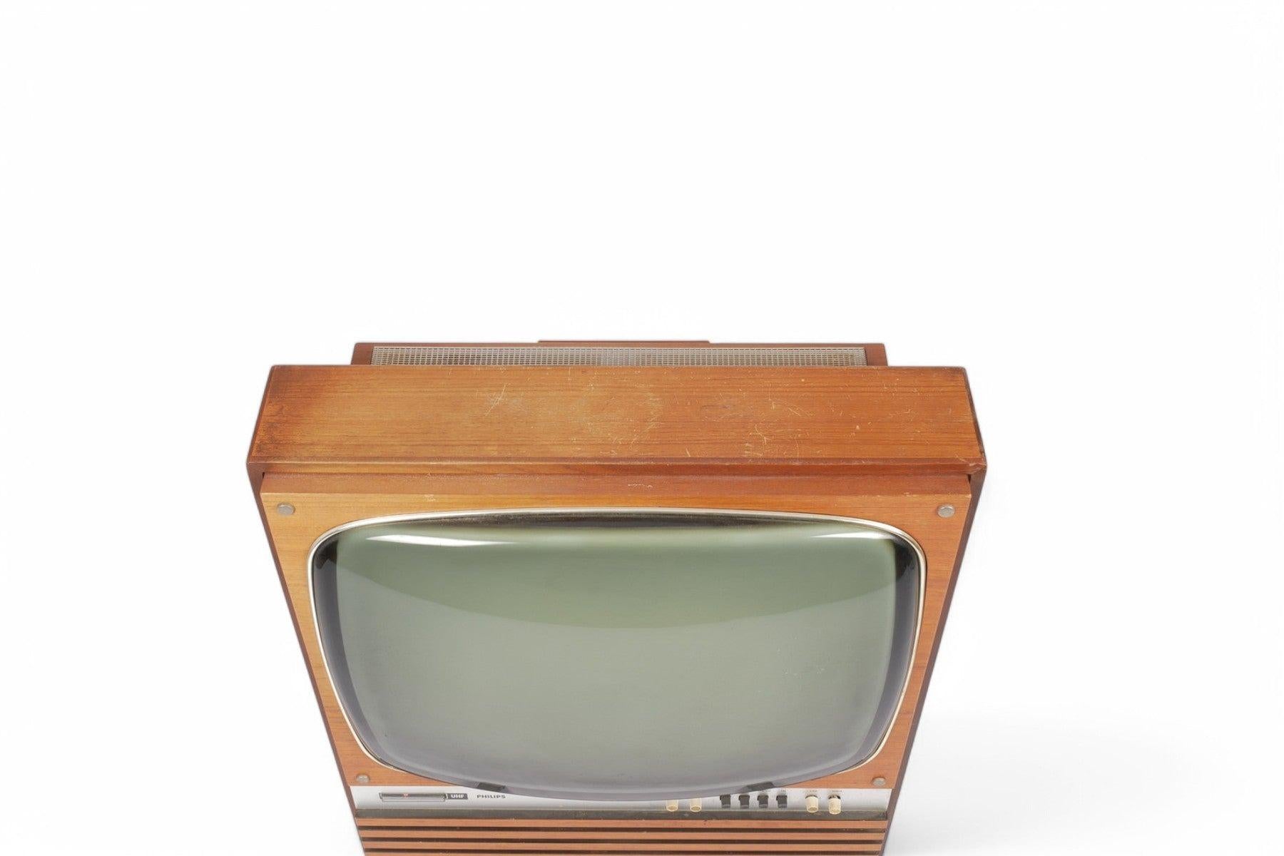 Mid-Century Modern 1960s Philips “Cs 2358 A” Tv Set in Teak For Sale
