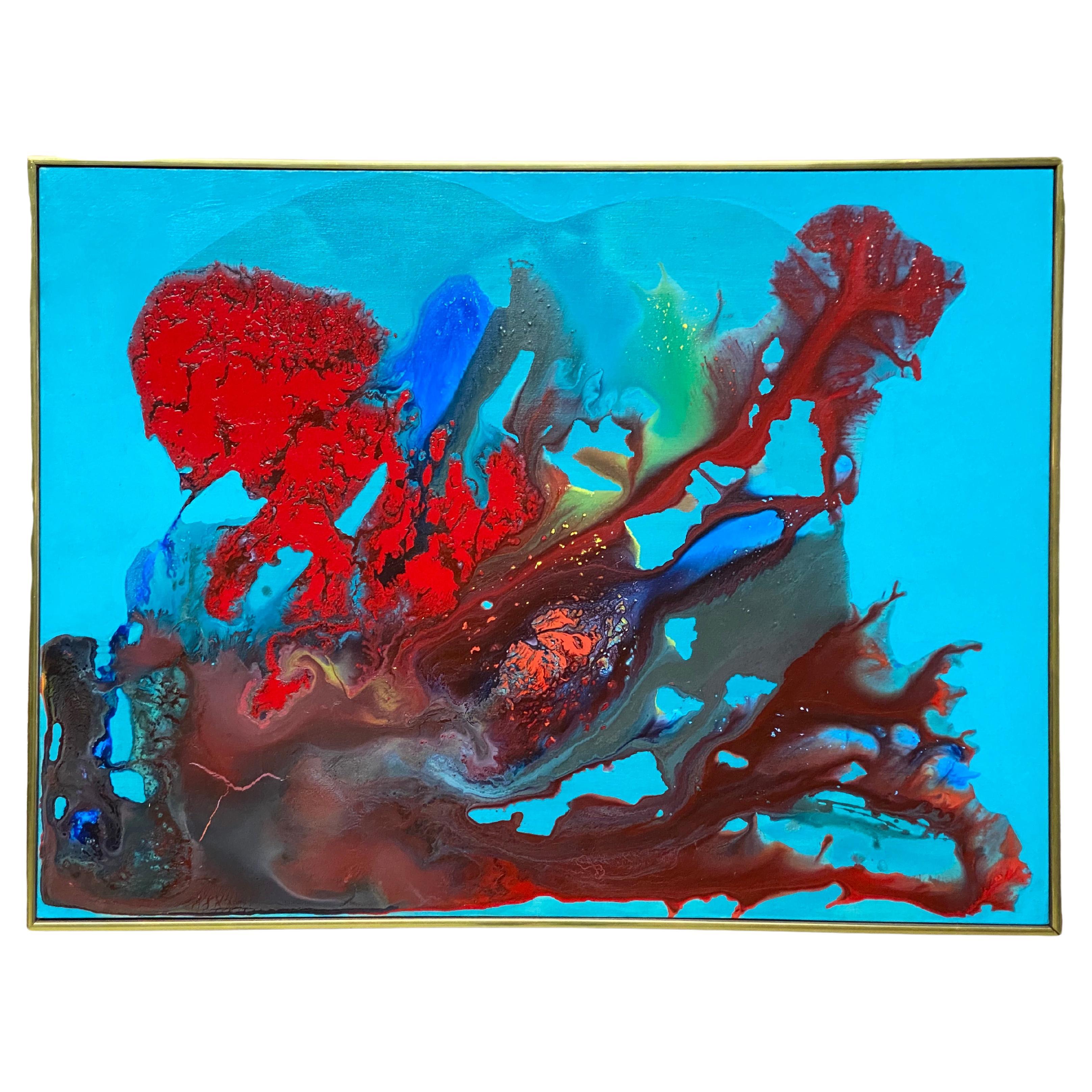 1960s Phillip Schreibman Style Spatter and Blow Psychedelic Painting For Sale