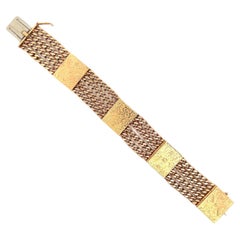 1960's  Bracelet à maillons vintage en or jaune 14 carats avec photo 