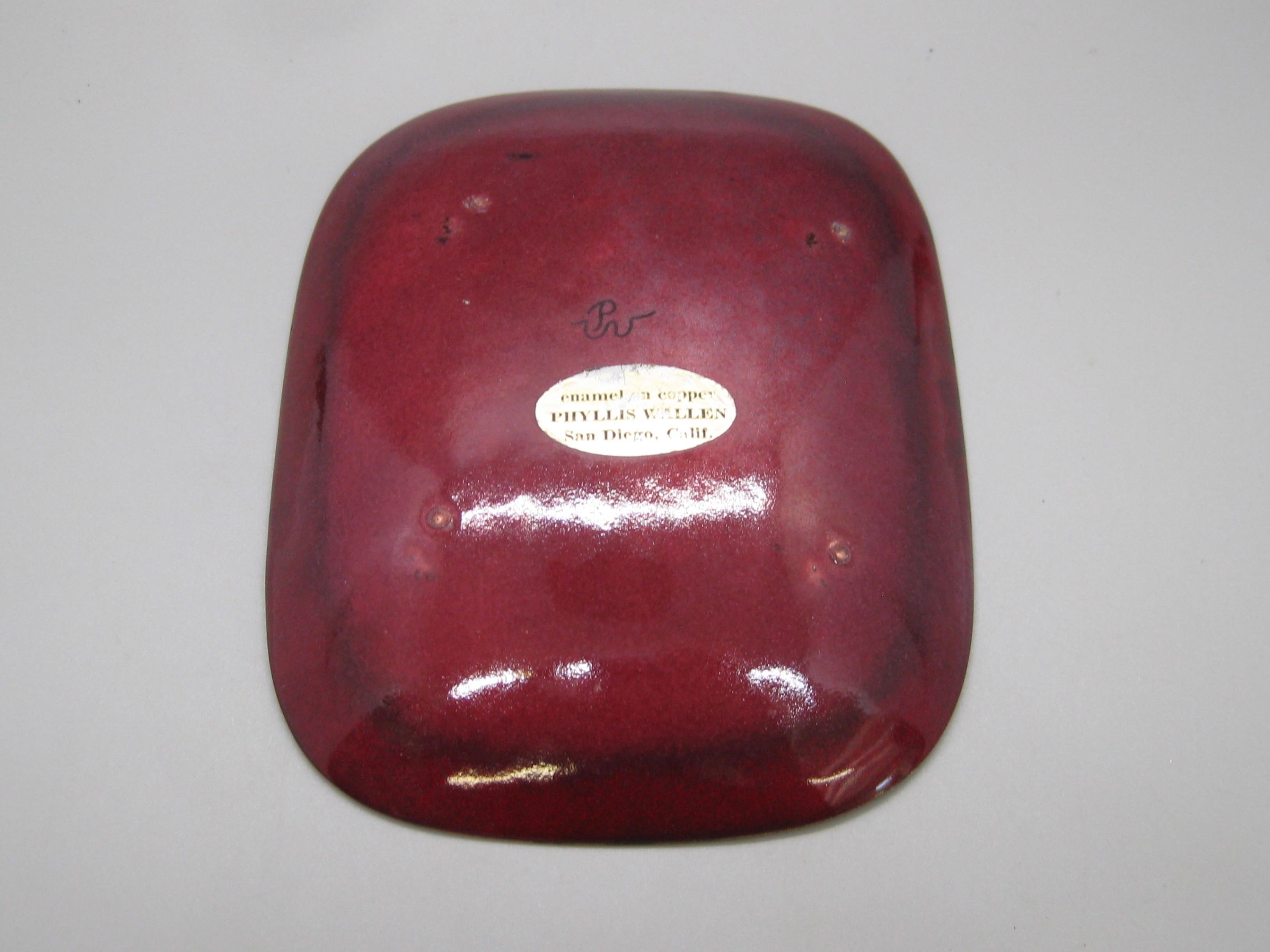 1960's Phyllis Wallen Enamel over Copper San Diego Modernist Abstract Bowl Dish For Sale 6