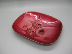 Phyllis Wallen 1960 Smalto su rame San Diego Modernista Astratto Ciotola Piatto