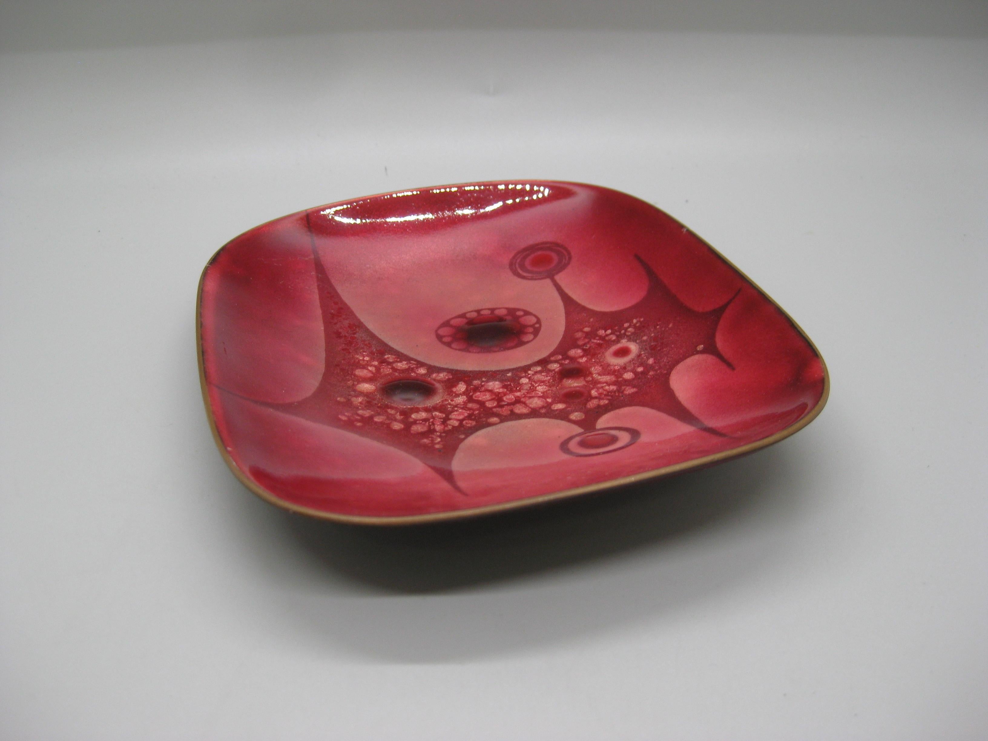 1960's Phyllis Wallen Enamel over Copper San Diego Modernist Abstract Bowl Dish For Sale 4