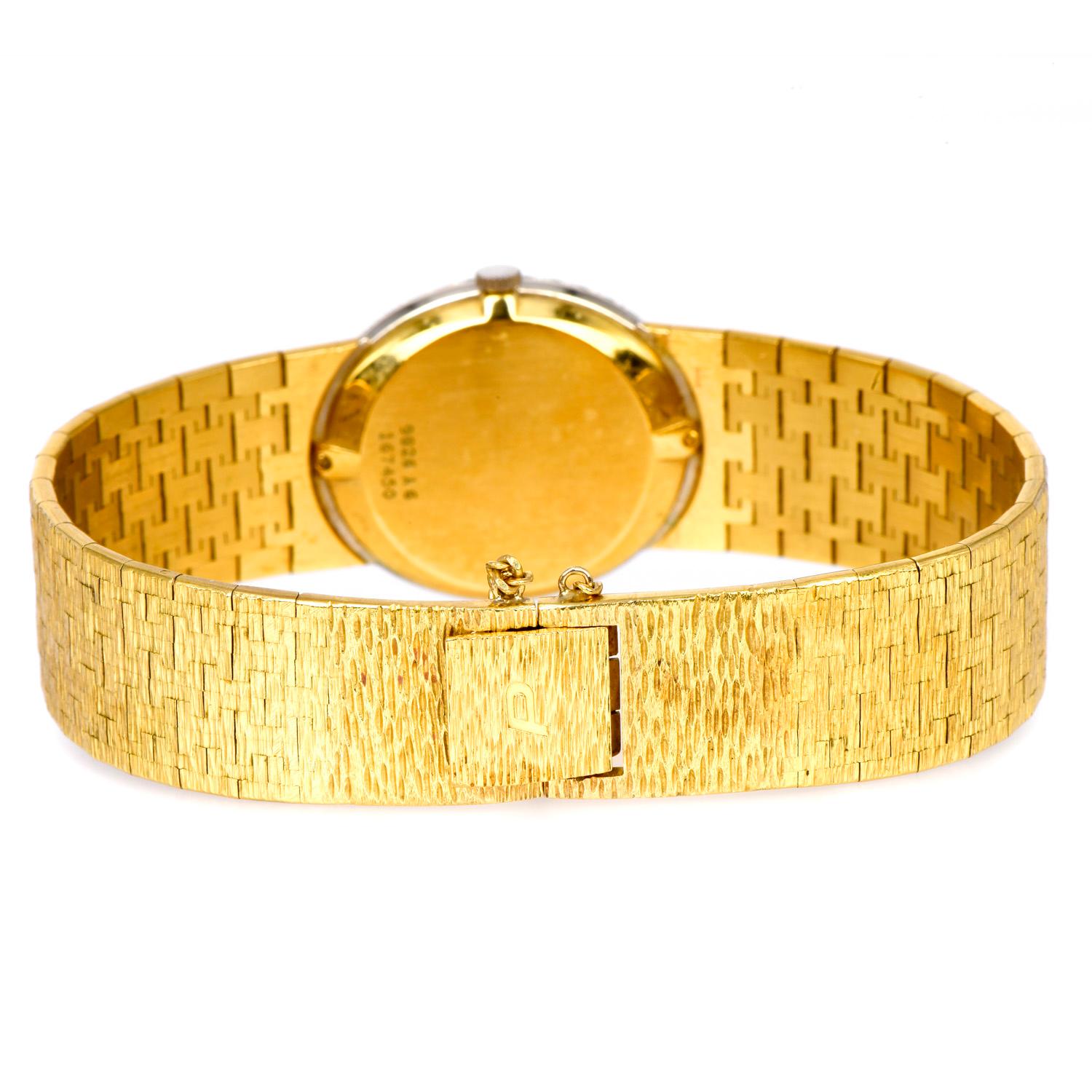 1960er Piaget Damenuhr mit Diamant-Lapis-Zifferblatt aus 18 Karat Gelbgold im Zustand „Hervorragend“ in Miami, FL