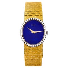 1960's Piaget Diamond Lapis Dial 18 Karat Yellow Gold Ladies Watch