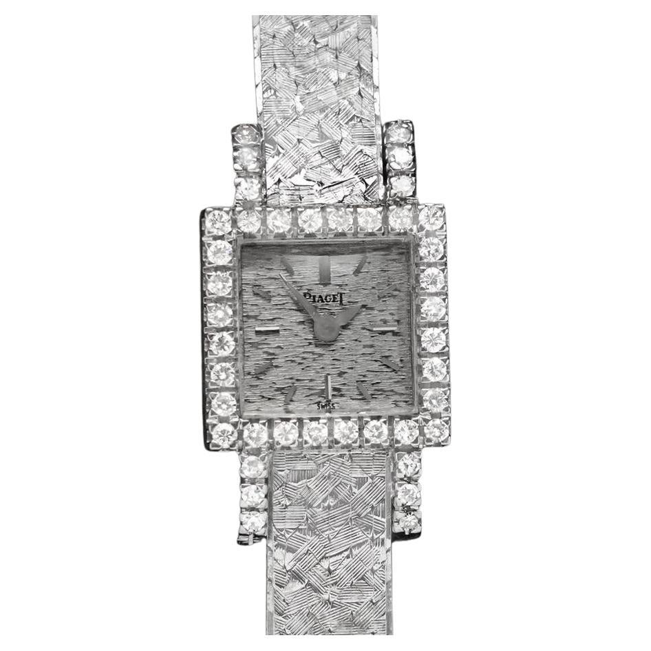 1960's PIAGET Damen Vintage Rückenwind 18K Weißgold & Diamant Uhr