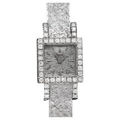 1960's PIAGET Ladies Vintage Backwind 18K White Gold & Diamond Watch