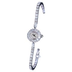 1960s Piaget Platinum Triple Diamond Cut Sun Spray Tennis Style Bracelet Watch