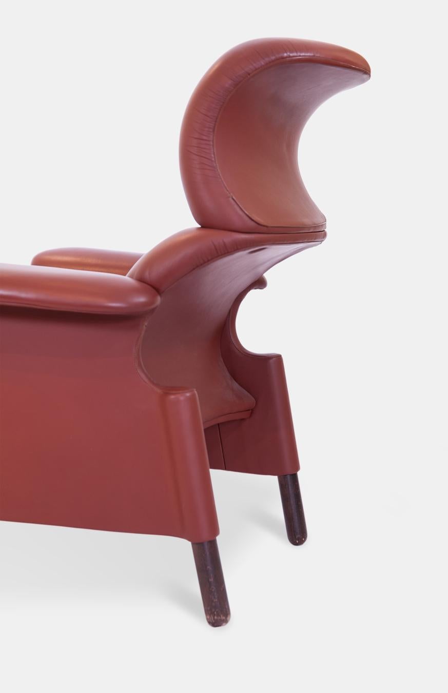 1960er Jahre Piergiacomo e Achille Castiglioni Sanluca Sessel Braun Rot Leder (Moderne der Mitte des Jahrhunderts) im Angebot