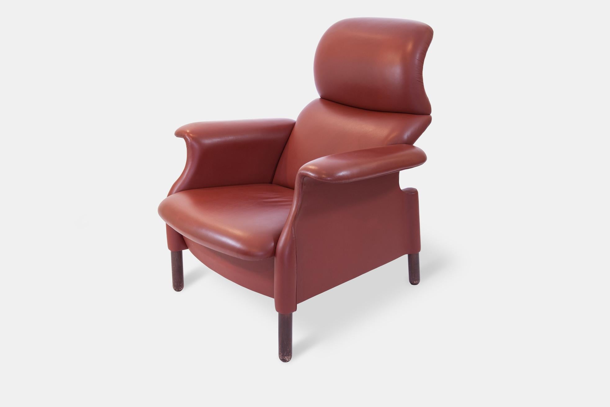 1960er Jahre Piergiacomo e Achille Castiglioni Sanluca Sessel Braun Rot Leder im Angebot 1