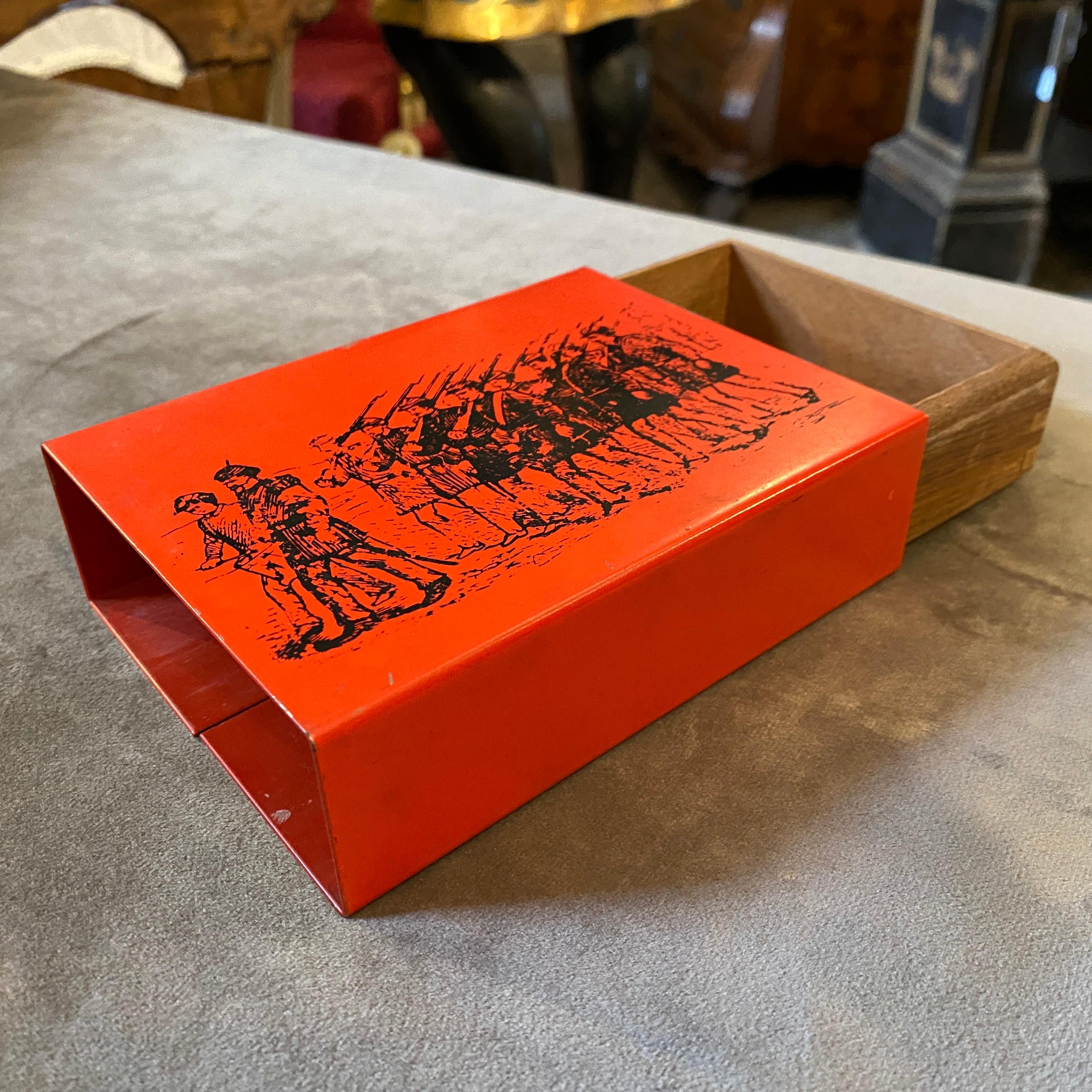 1960s Piero Fornasetti Mid-Century Modern Red and Black Metal Cigarette Box 1