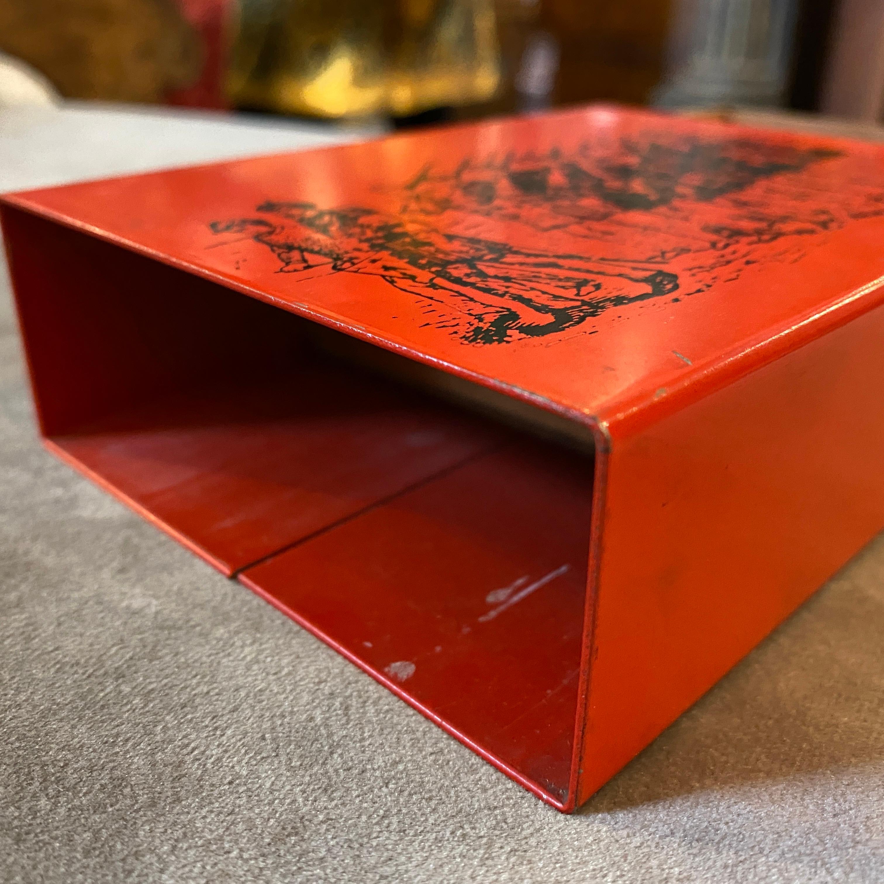 1960s Piero Fornasetti Mid-Century Modern Red and Black Metal Cigarette Box 2