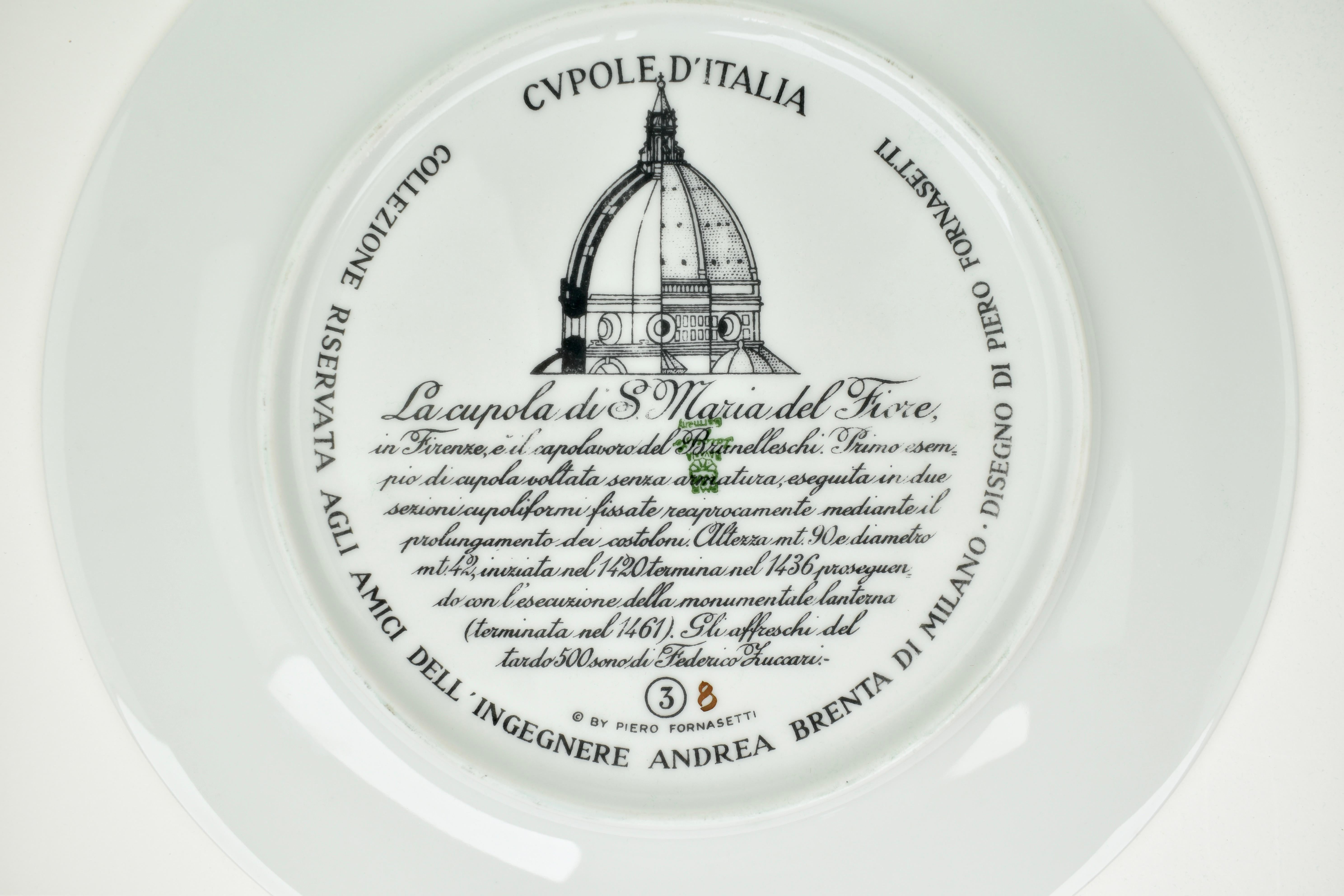 Piatto in porcellana Piero Fornasetti 1960 Cupola Santa Maria del Fiore in vendita 1