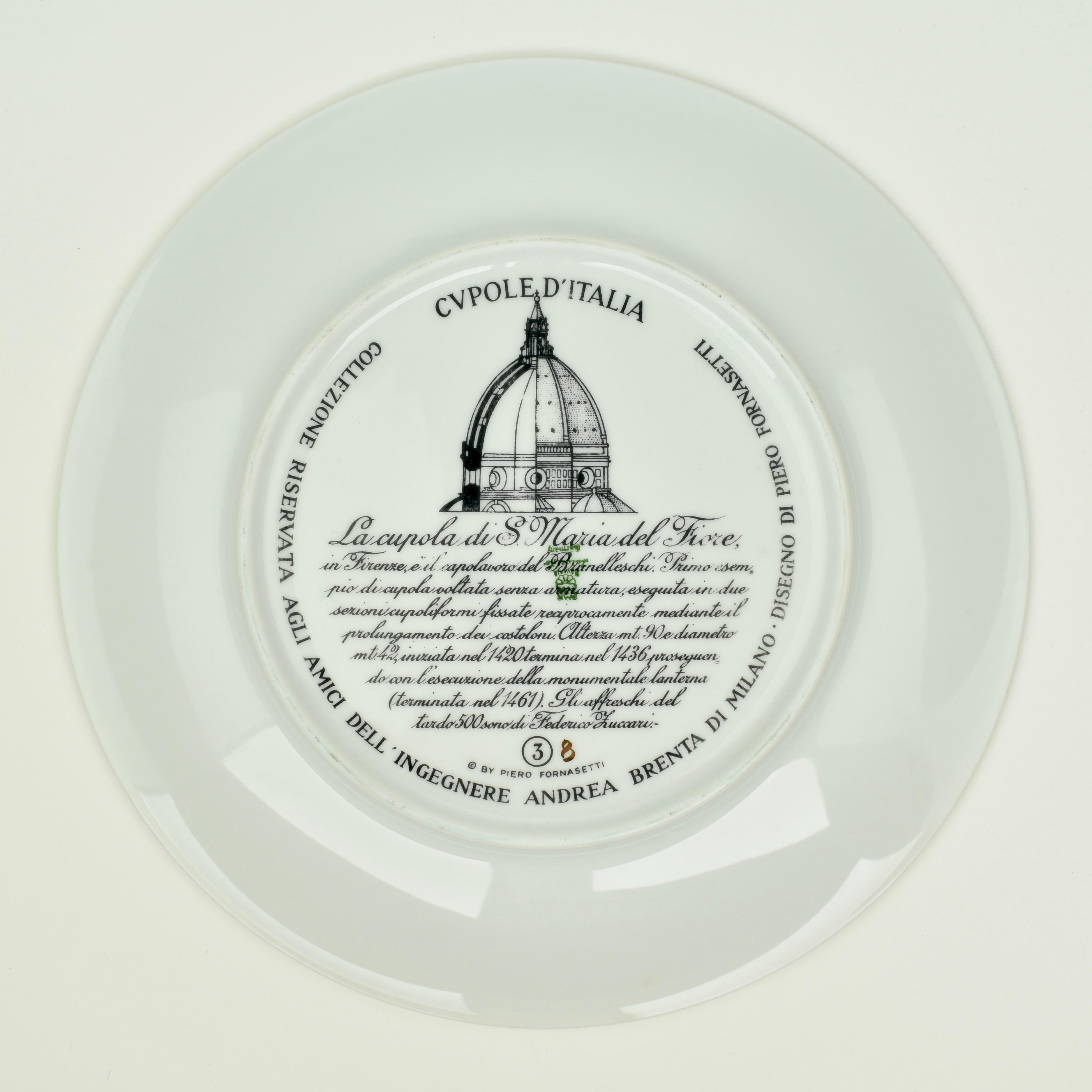 Piatto in porcellana Piero Fornasetti 1960 Cupola Santa Maria del Fiore in vendita 2