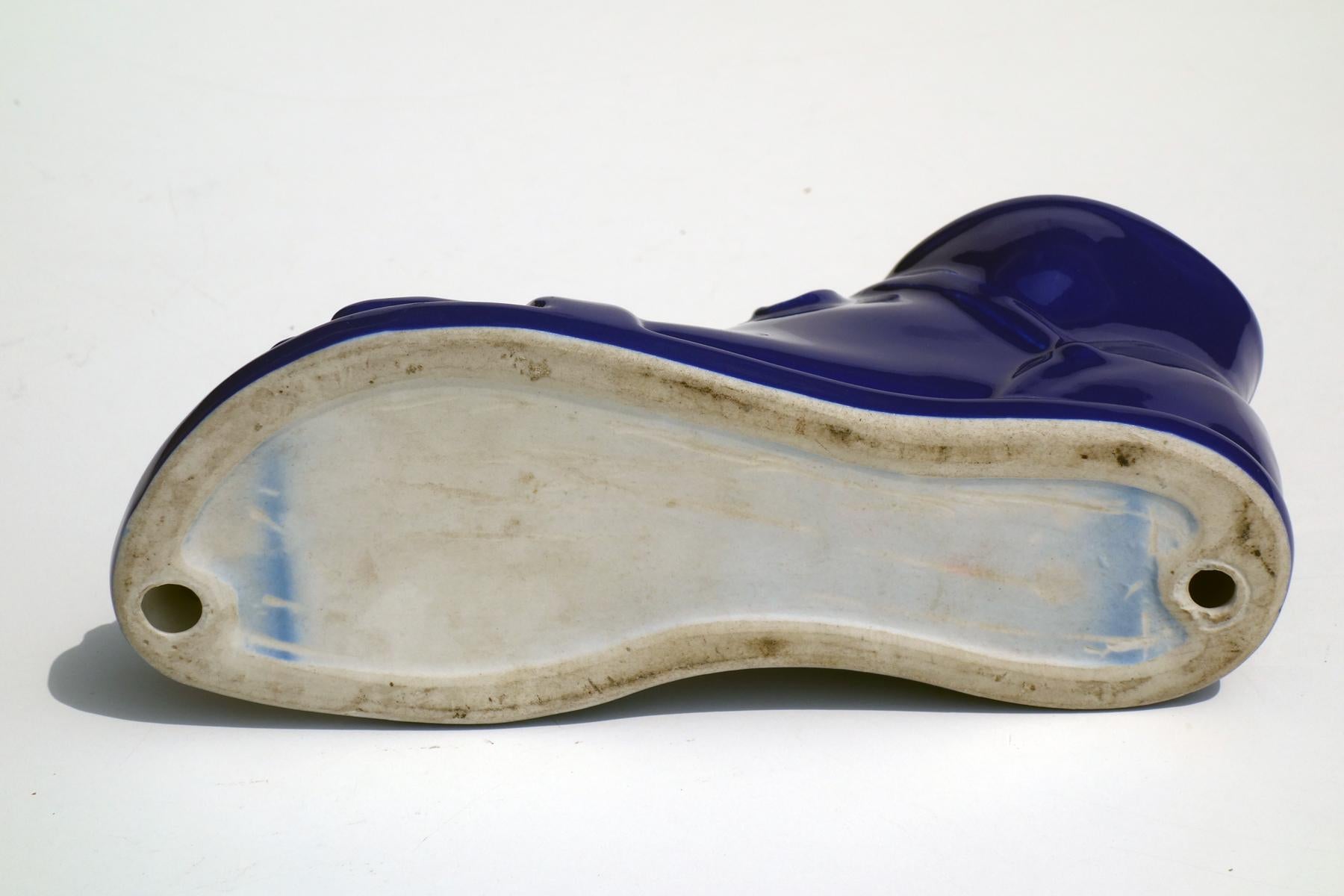 Mid-20th Century 1960s Piero Fornasetti Roman Foot Italian Design Blue Pottery For Sale