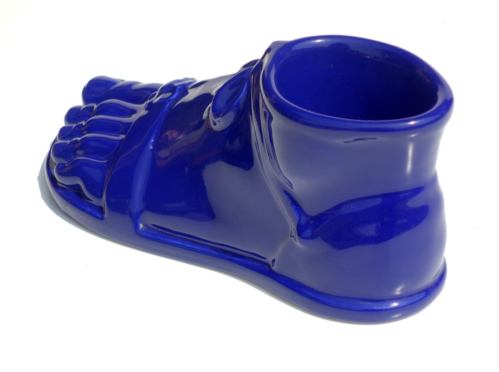1960s Piero Fornasetti Roman Foot Italian Design Blue Pottery For Sale 1