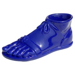 1960s Piero Fornasetti Roman Foot Italian Design Blue Pottery