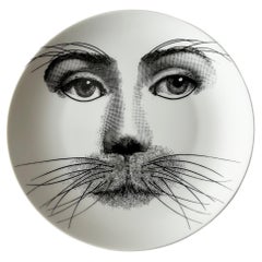 1960s Piero Fornasetti Themes and Variations Milano Italy Porcelain Cat Plate