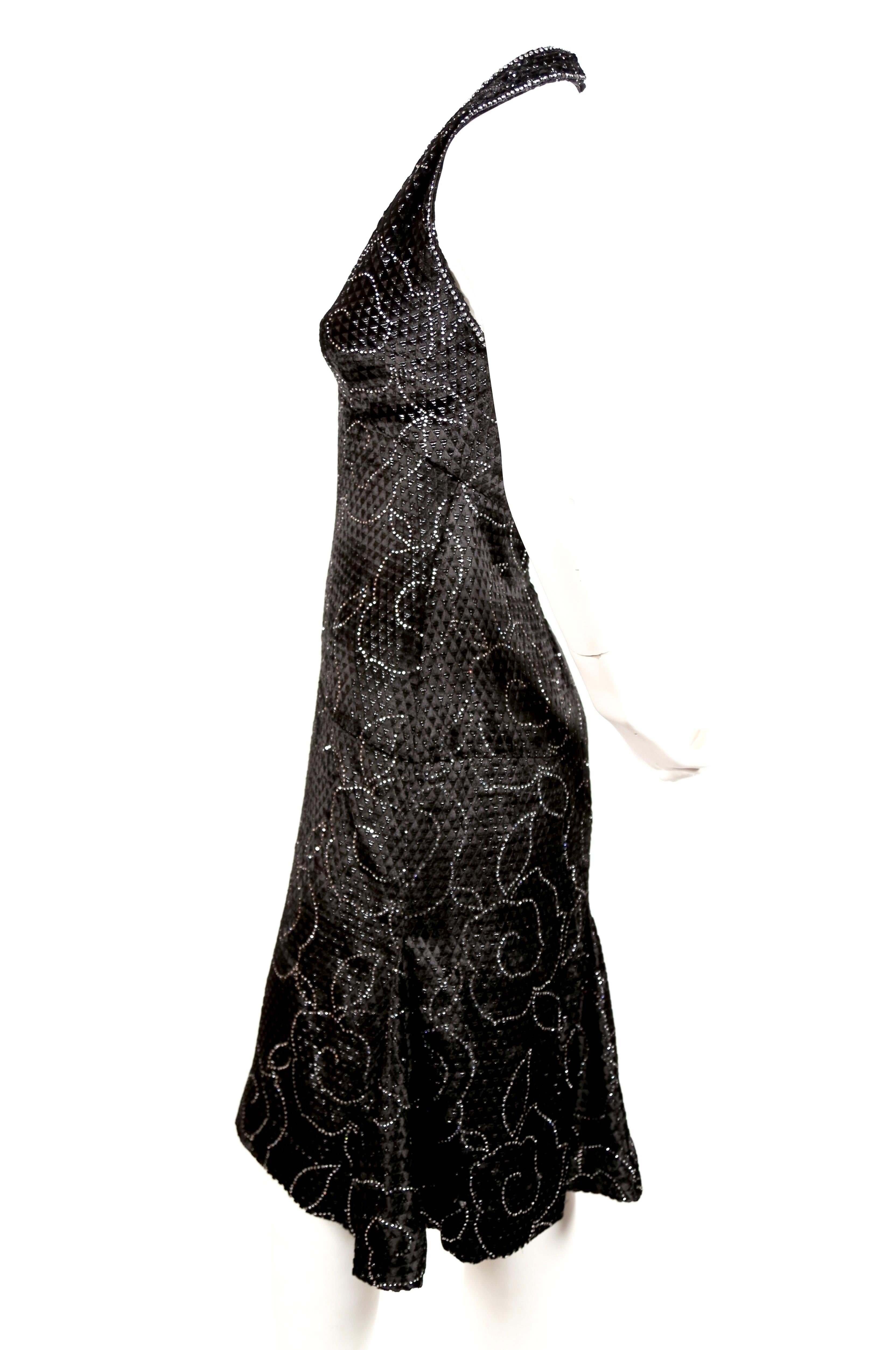 Black 1960's PIERRE BALMAIN black velvet haute couture dress with rhinestones