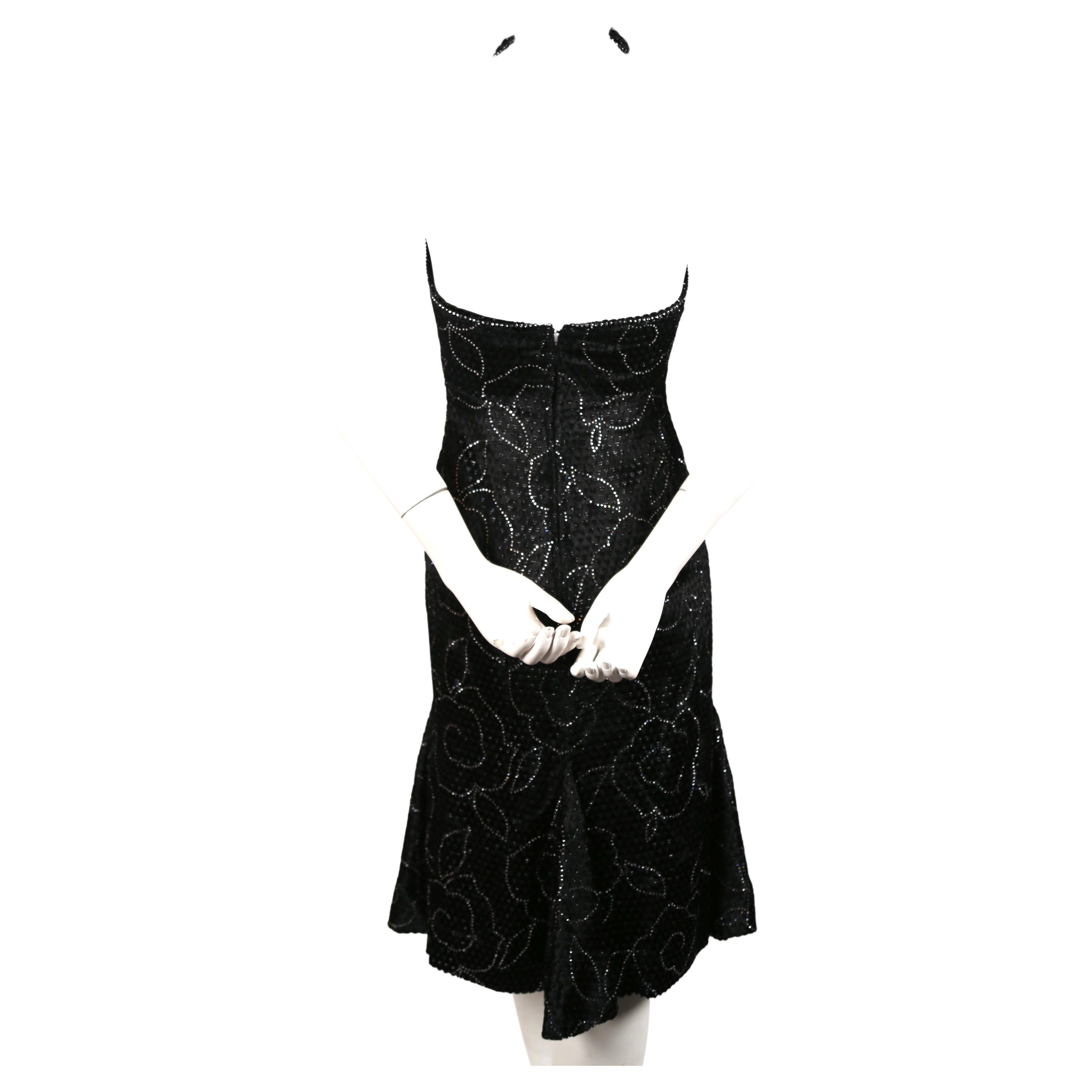 1960's PIERRE BALMAIN black velvet HAUTE COUTURE dress with rhinestones For Sale 1