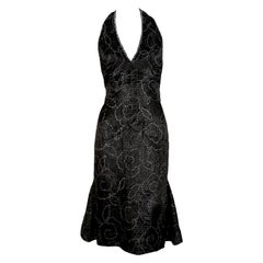 1960's PIERRE BALMAIN vestido de HAUTE COUTURE de terciopelo negro con pedrería