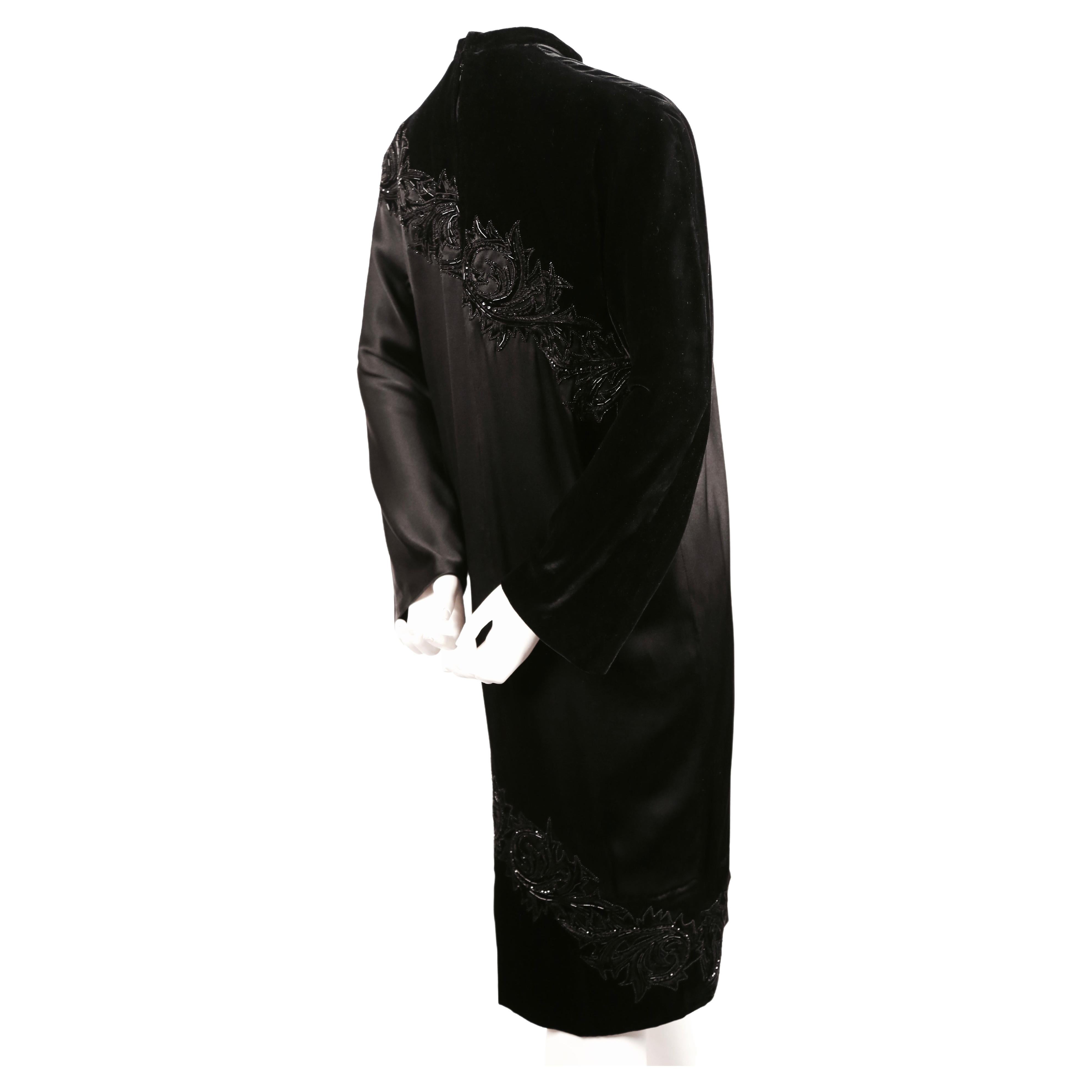 Black 1960's PIERRE BALMAIN elaborately beaded silk and satin HAUTE COUTURE dress For Sale