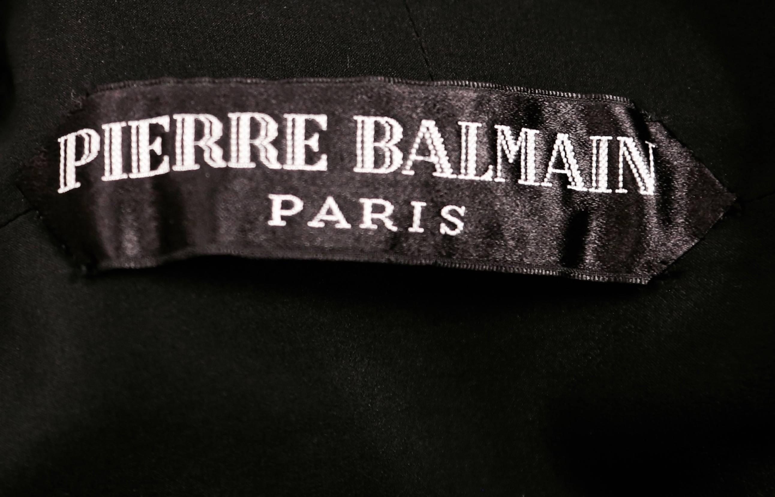1960's PIERRE BALMAIN haute couture black dress with flounced trim For Sale 1