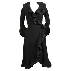 1960's PIERRE BALMAIN haute couture black dress with flounced trim