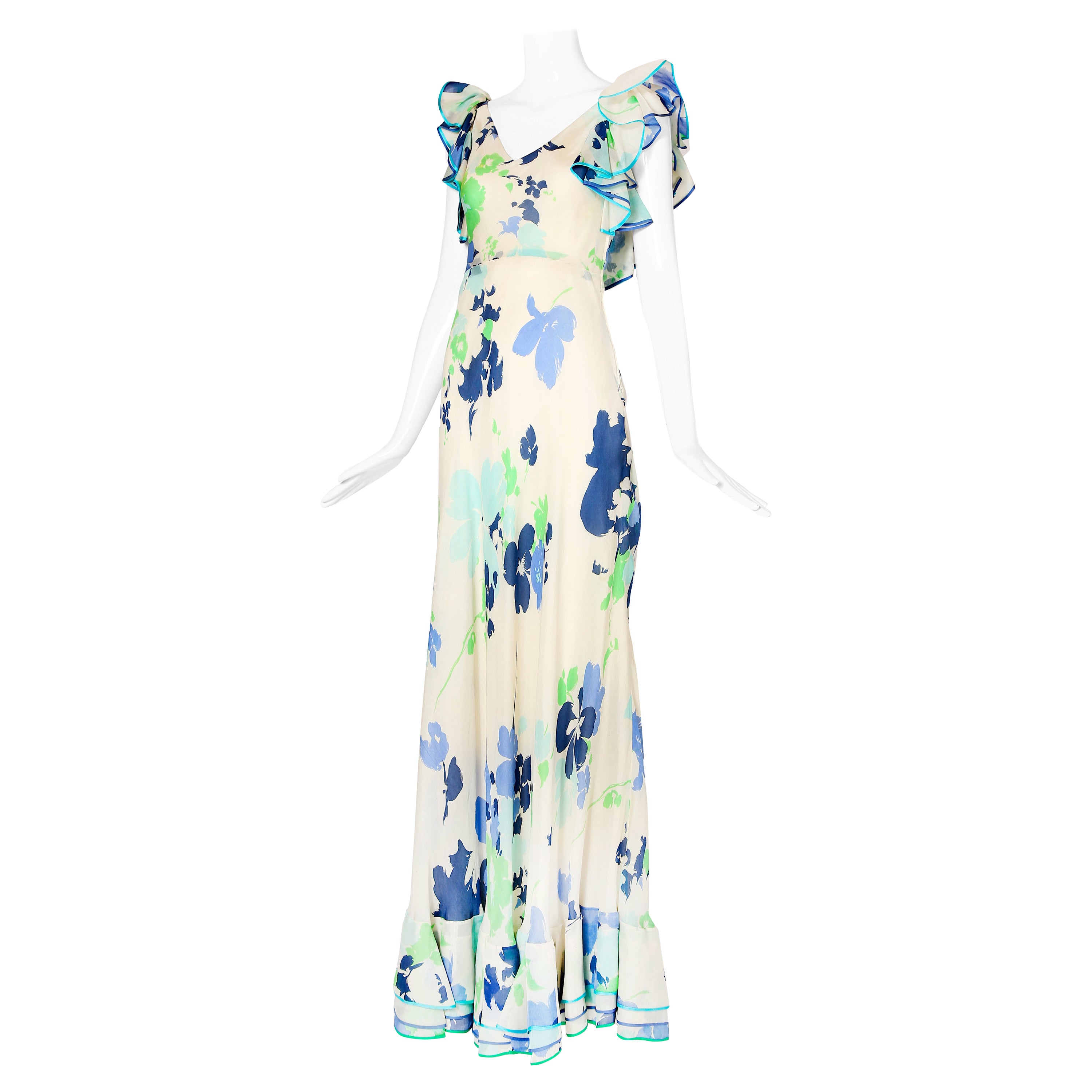 Robe en soie imprimée à fleurs Pierre Balmain Haute Couture N°158143, années 1960