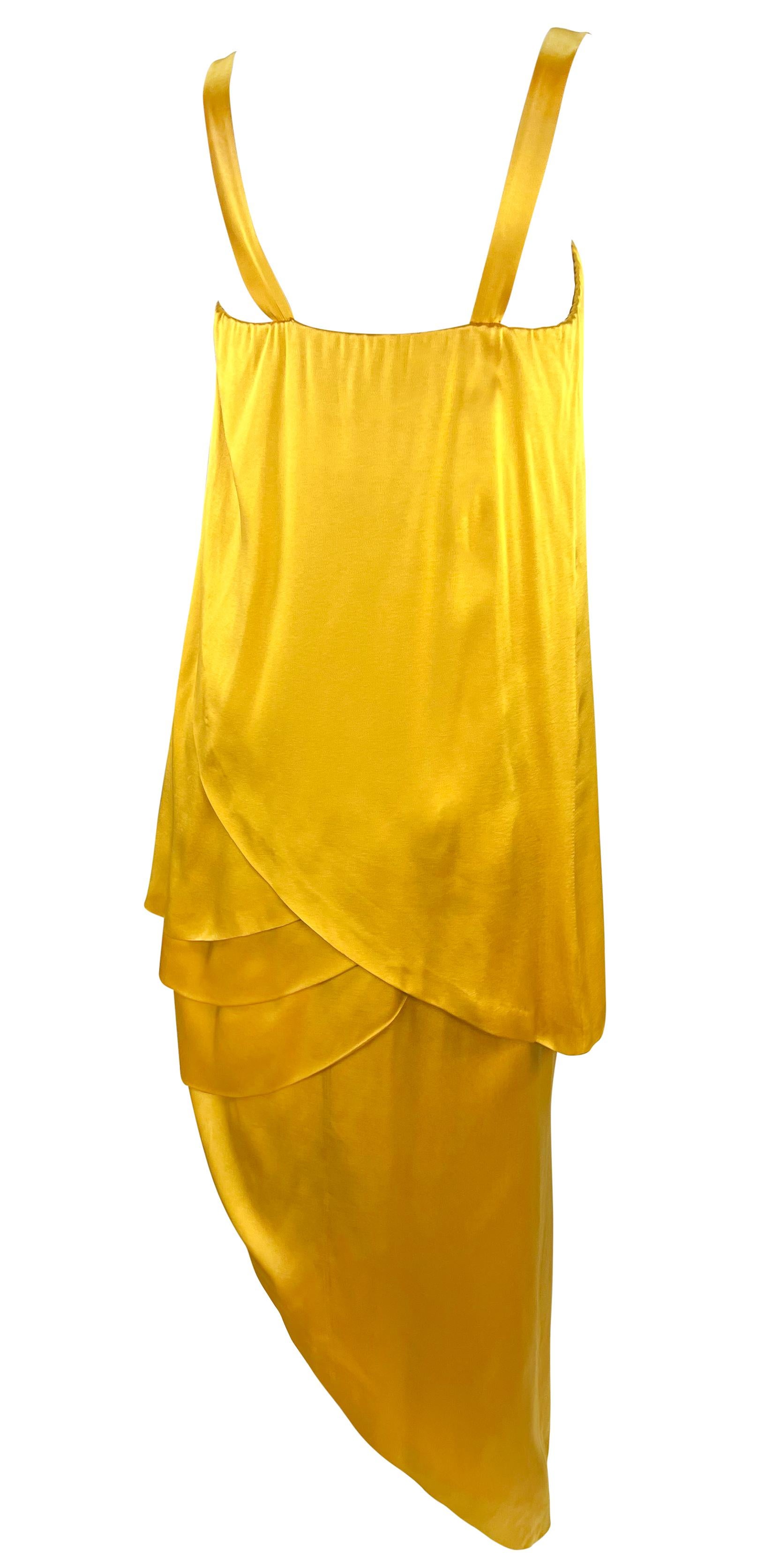 Women's 1960s Pierre Balmain Haute Couture Marigold Yellow Silk Satin Tiered Petal Dress For Sale