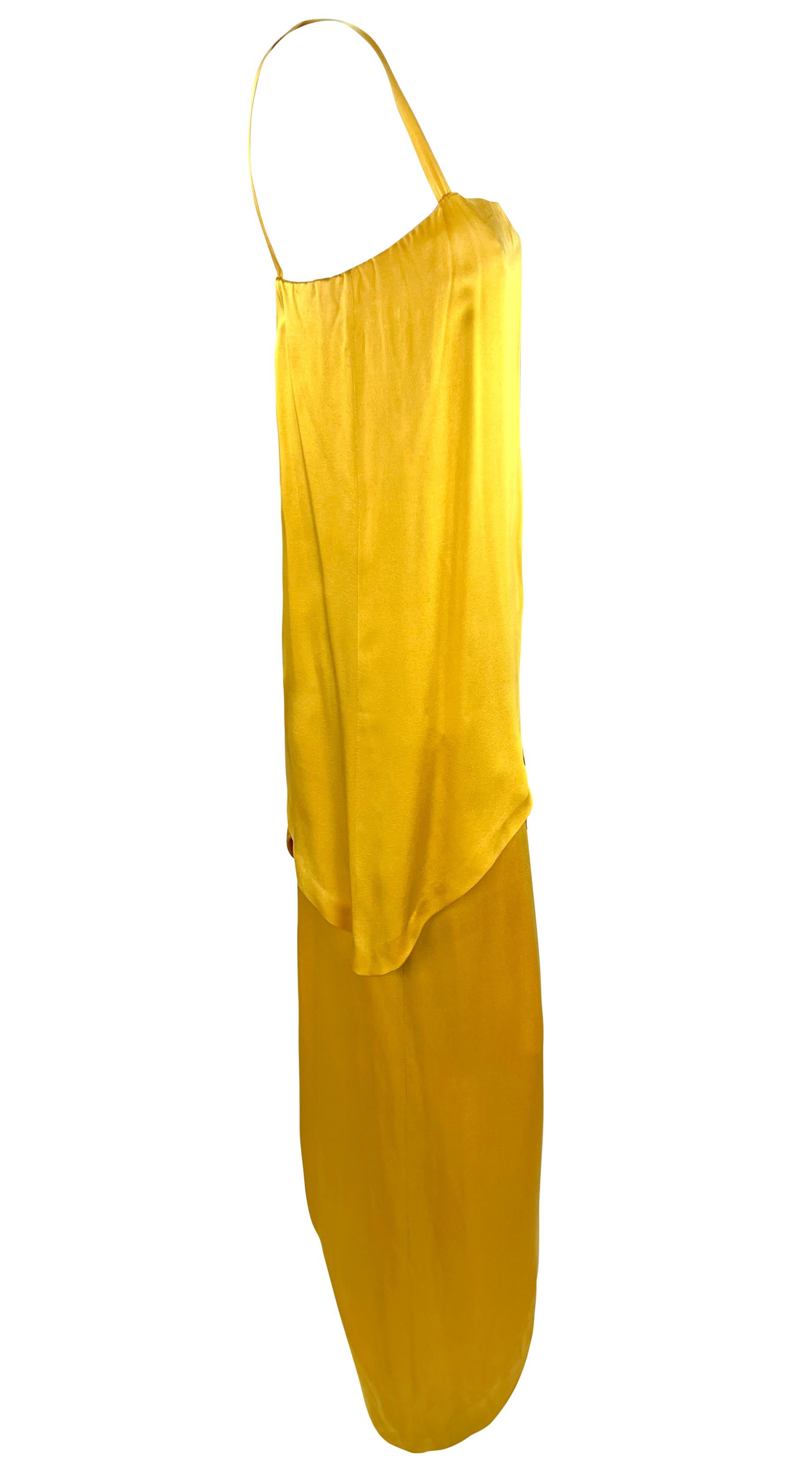 1960s Pierre Balmain Haute Couture Marigold Yellow Silk Satin Tiered Petal Dress For Sale 1