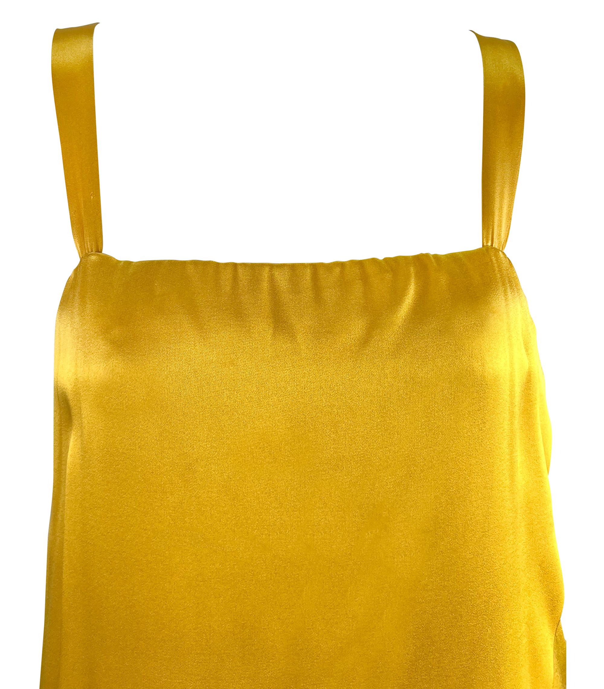 1960s Pierre Balmain Haute Couture Marigold Yellow Silk Satin Tiered Petal Dress For Sale 3