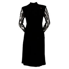 1960''s PIERRE BALMAIN haute COUTURE Samtkleid mit durchsichtigem Spitzendetail