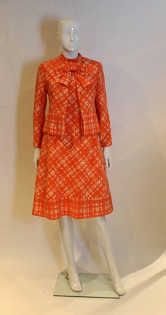 1960s Pierre Balmain Haute Couture Numbered Orange Dress and Jacket