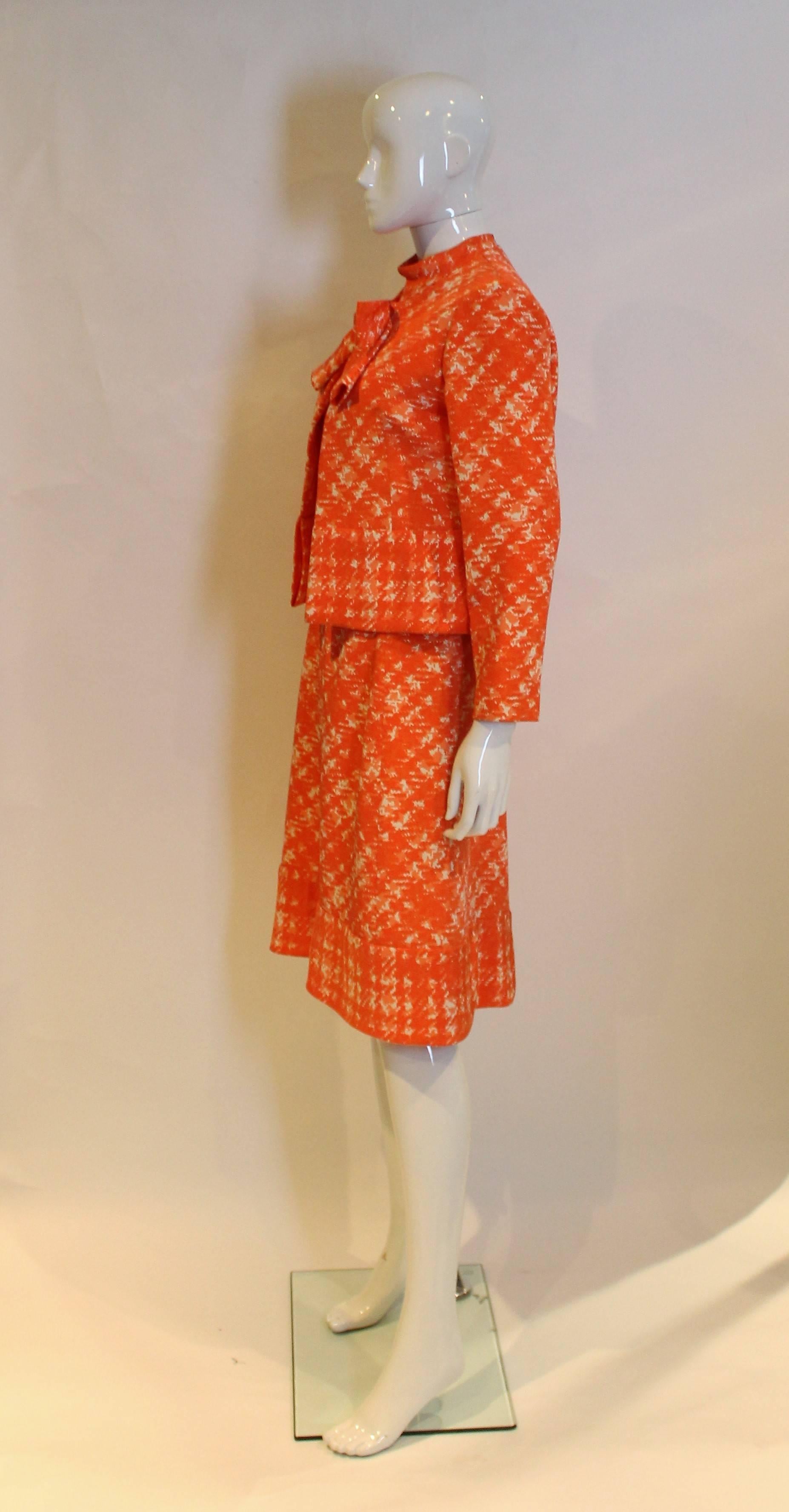Red 1960s Pierre Balmain Orange Dress and Jacket