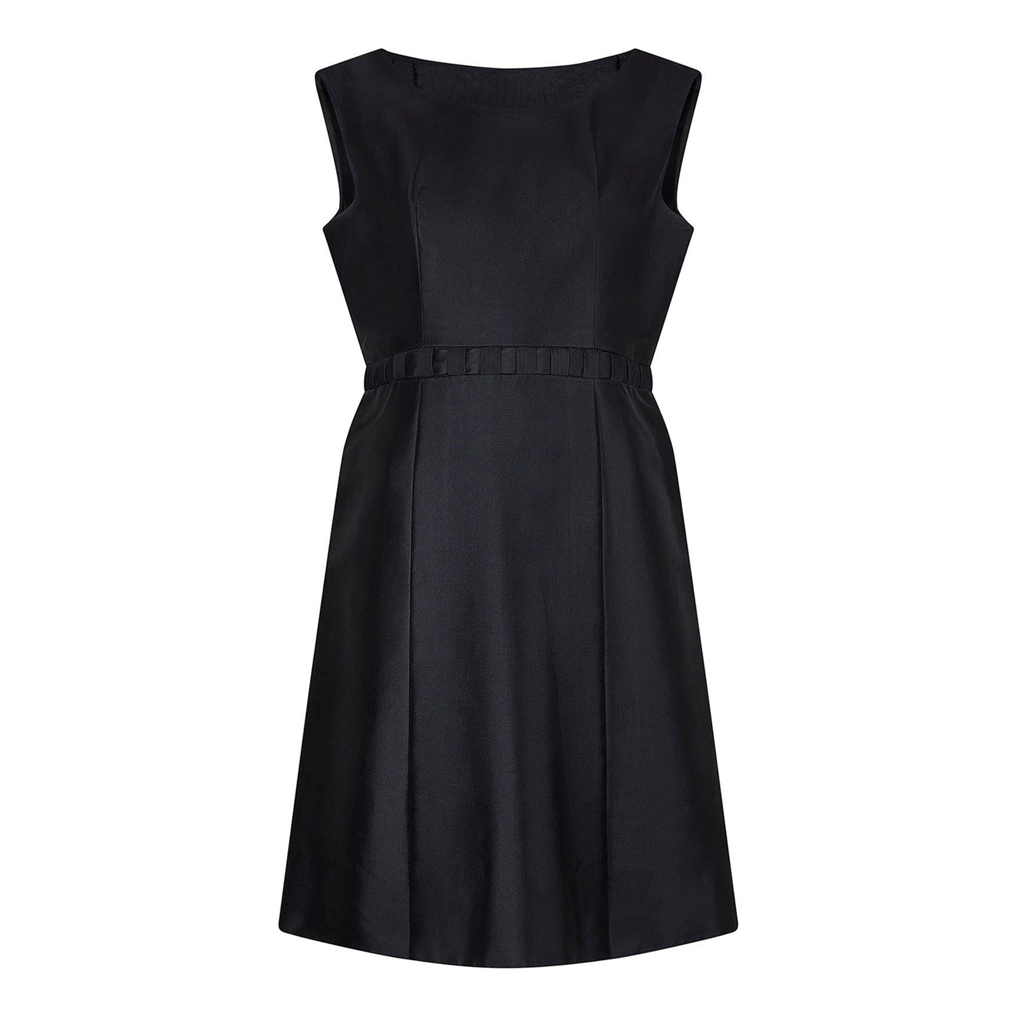 Robe noire Pierre Balmain des années 1960 avec ceinture en treillis
