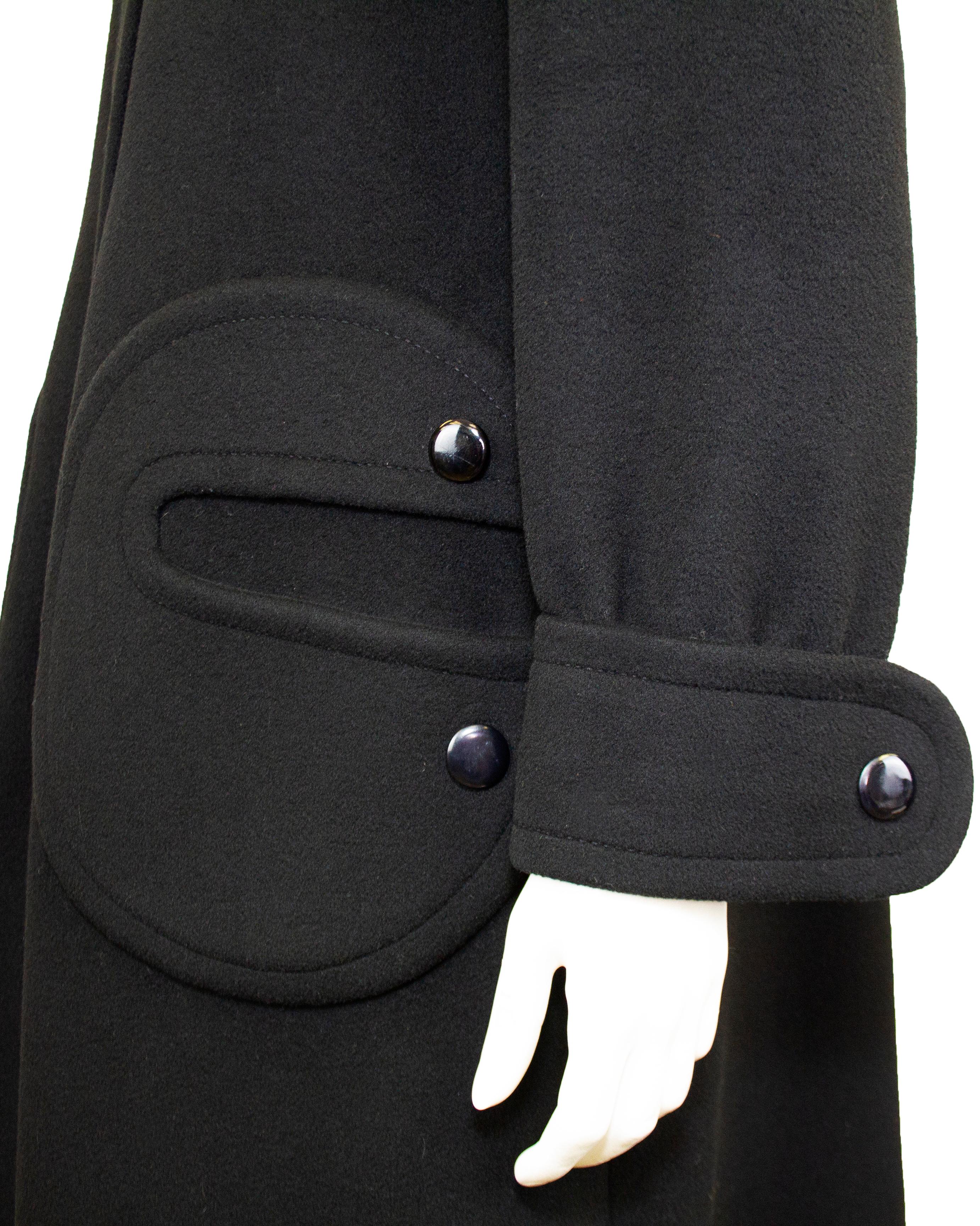 Women's 1960s Pierre Cardin Black Wool Mod Swing Coat  For Sale